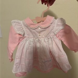 Adorable Pink Baby Dress with Lace Trim